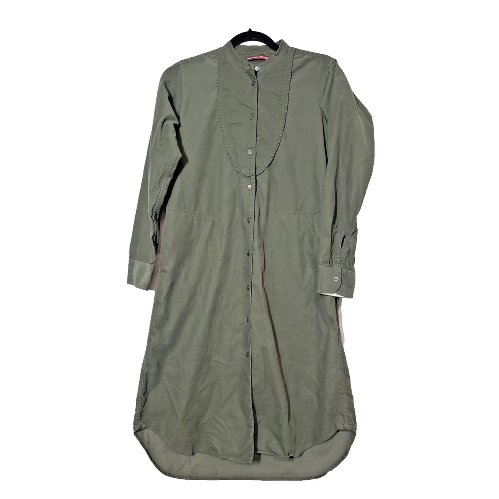 Comptoir Des Cotonniers Dress Olive Green Womens XS Long Sleeve Corduroy